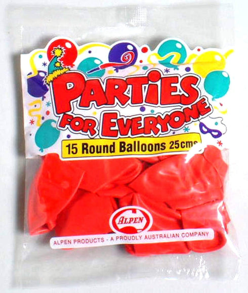 AussieSuperStore Party Essentials Balloons Alpen 25cm Red Balloons Alpen 25cm Red | Party Balloons & Decorations Supplies | SuperCraftOnline 9310720234427 203442